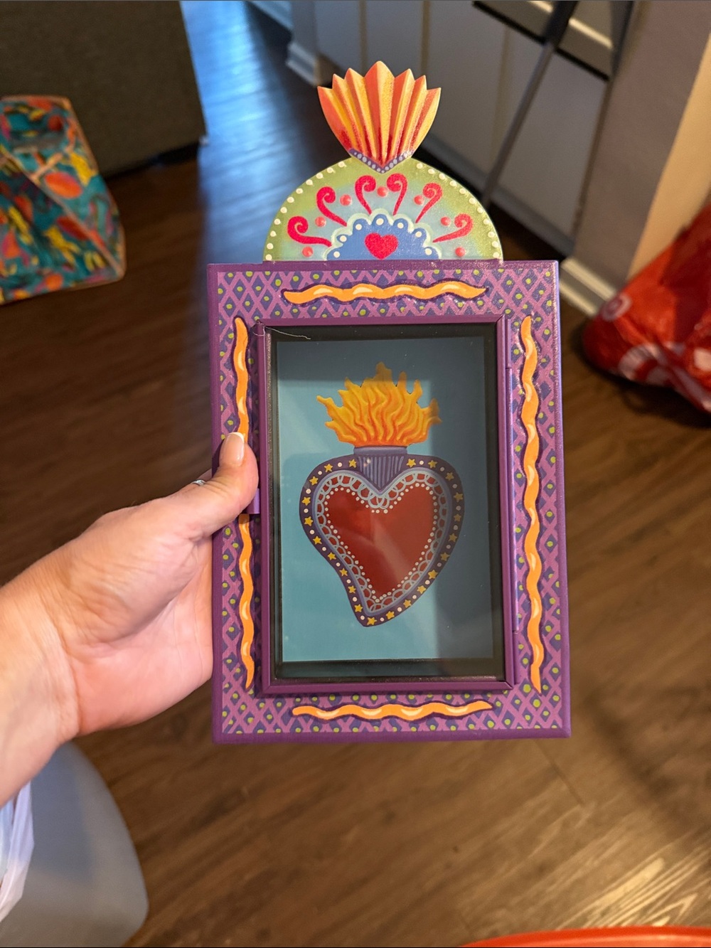 Ashland Purple and Red Folk Art Heart Wall Accent